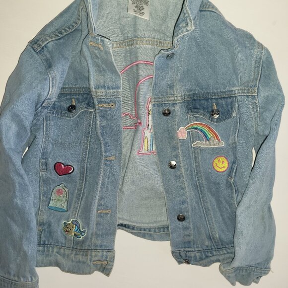 Disney Other - Disney US Girls Jean Denim Jacket Magic Kingdom Castle Flounder